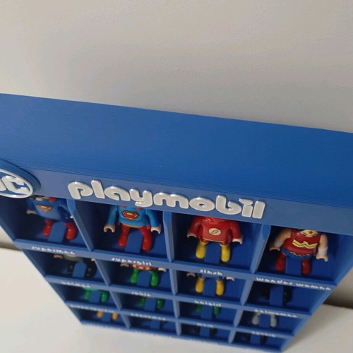 Playmobil Kinder DC Display like new, blue stand without figures