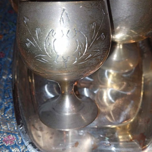 Embossed liqueur set used