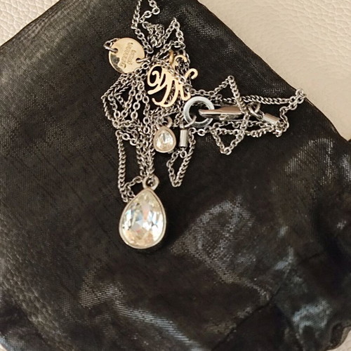 Dyrberg/Kern necklace with large pear-shaped zircon, new, silver