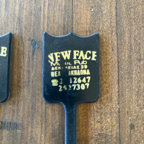 Collectible Music Pub “New Face” stirrers like new, 2 pieces from 1980-90s