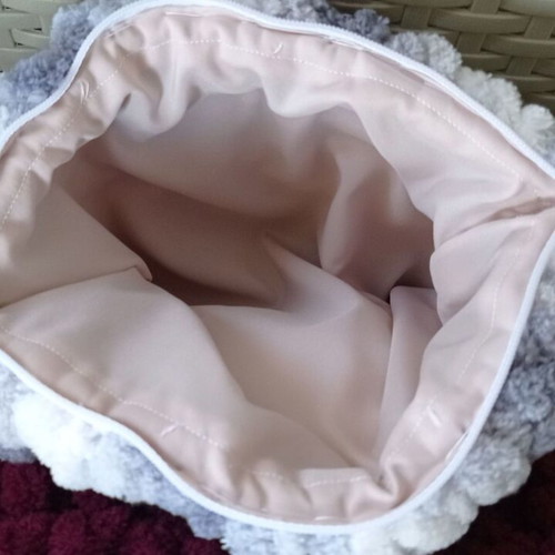 Handmade Puffy Alize Cosmetic Bag hypoallergenic, three-color combo