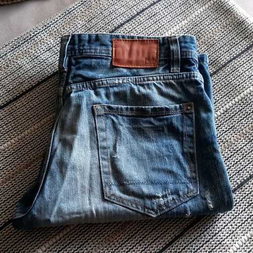 Branded men's denim bermuda shorts