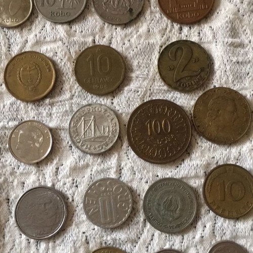 Various old coins used, vintage