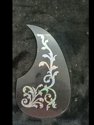 Acoustic guitar pickguard sticker black with iridescent design