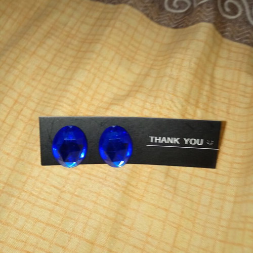 Blue Oval Earrings new, medium size for pierced ears