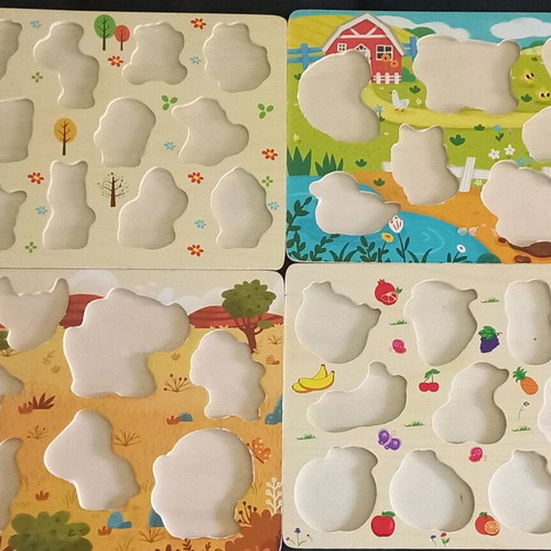 Wooden baby puzzle like new with animals and fruits