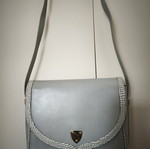 Leather shoulder bag used, gray with adjustable strap