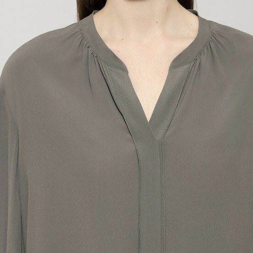 Shirt blouse gray khaki like new, size M