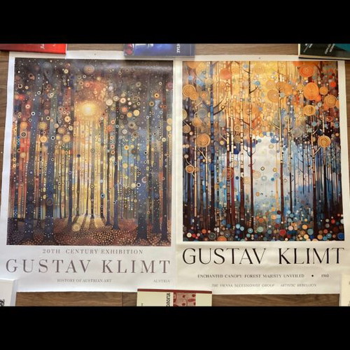 Gustav Klimt Art Nouveau Forest Landscape Posters Set of 2 like new