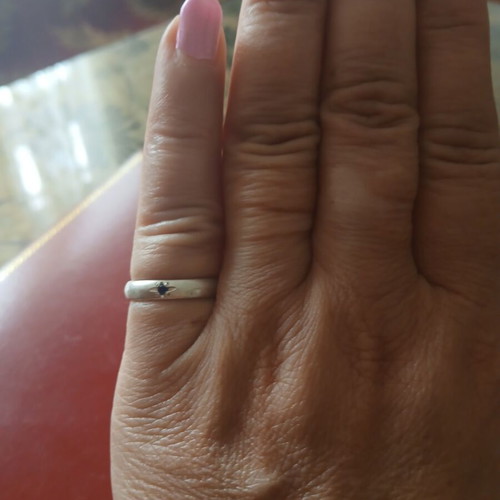 Silver 959 ring with genuine small sapphire, like new