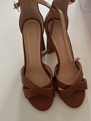 Women's sandals used, brown size 36 with block heel