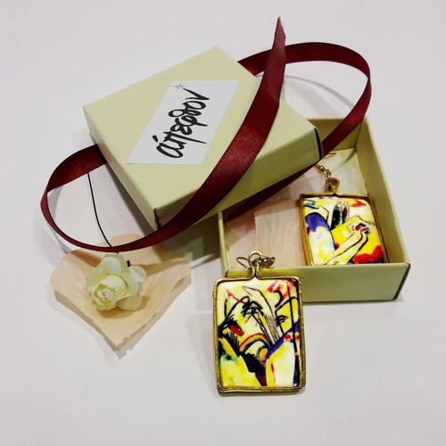 Kandinsky "Composition IV" earrings handmade, multicolor, gold-tone