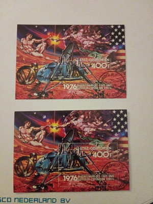 Comoros Feuilles new set of 2 stamps Viking space mission 1976
