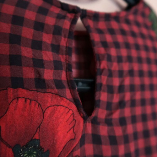 Zara oversized shirt like new, burgundy checkered with poppies