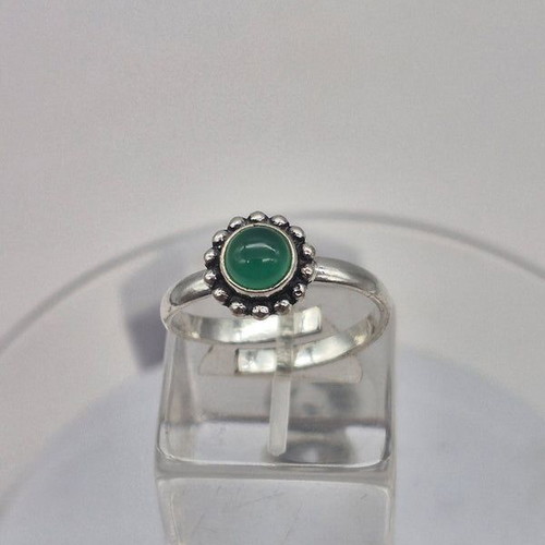 Green Aventurine Crystal Silver Plated Adjustable Ring