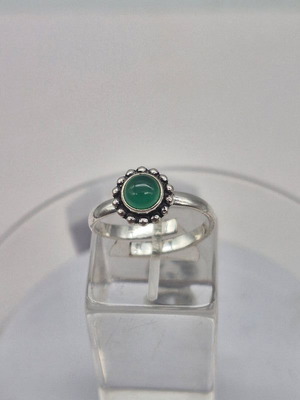 Green Aventurine Crystal Silver Plated Adjustable Ring