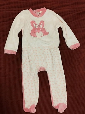 Baby velour romper 18m like new, light and dark pink