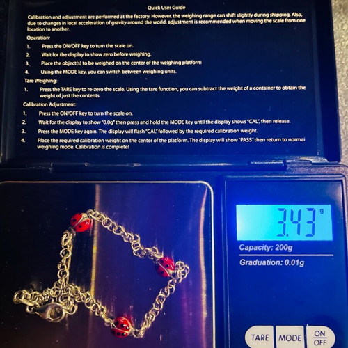925 silver bracelet with ladybugs