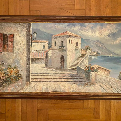 Oil painting of Mediterranean landscape by Zeller like new