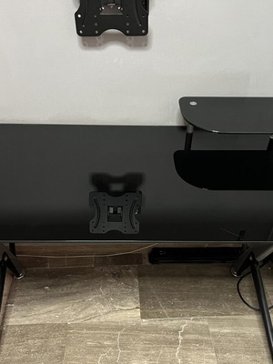 Glass desk used with metal frame, modern design