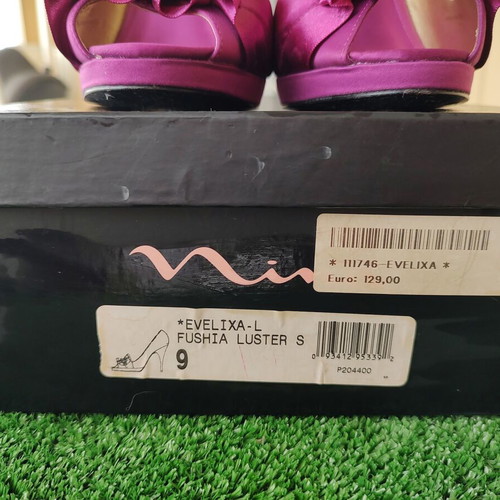Peep toe satin pumps new Nina New York by NAK SHOES purple