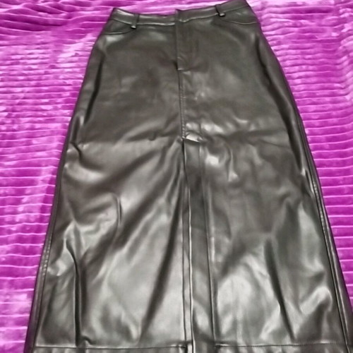 Black leather skirt new, Small, Pink Woman
