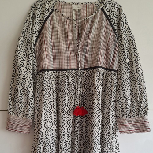 Summer dress caftan Dream used, cotton, size S, black and white