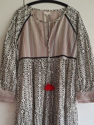 Summer dress caftan Dream used, cotton, size S, black and white