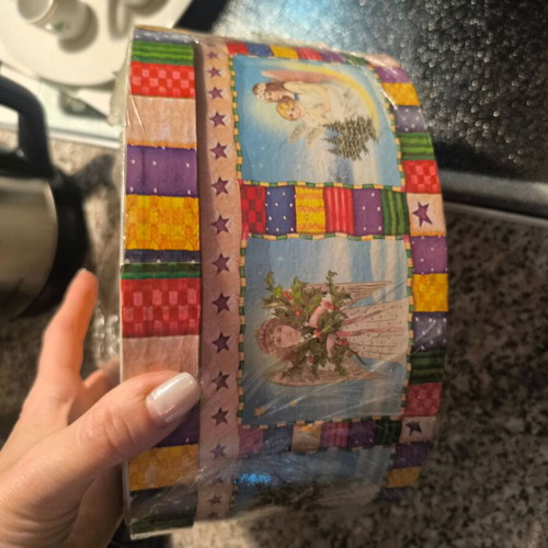 Christmas storage box with figure like new, paper