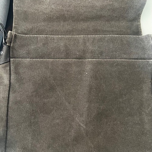 New Man messenger bag like new, leather and cotton brown shades