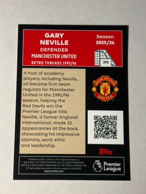 Gary Neville Retro Threads sticker card like new