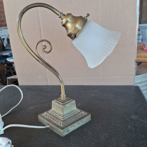 Brass table lamp vintage used, 34 cm height