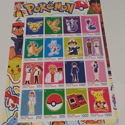 East Timor Pokemon stamps 2001 used, set of 8 sheets