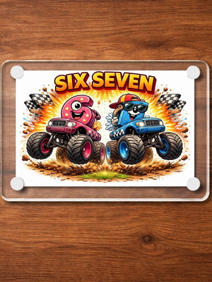 Ακρυλικό μαγνητάκι ψυγείου Six Seven Gen Alpha meme καινούργιο 9x6cm