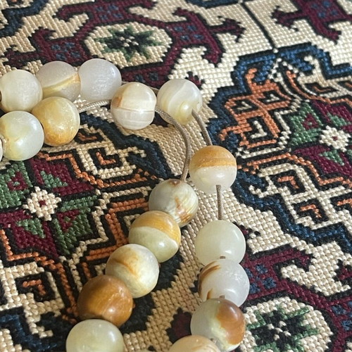 Sakura Agate Worry Beads used with 33 beads and silver details