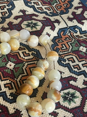 Sakura Agate Worry Beads used with 33 beads and silver details