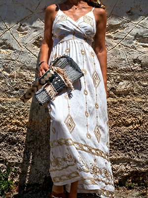Φόρεμα μάξι cotton άσπρο μέγεθος M-L καινούργιο
