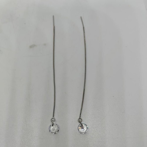 Silver Drop Chain Earrings with Swarovski Crystals like new