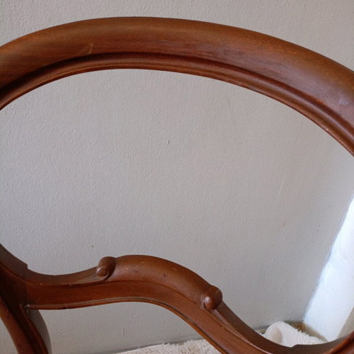 Solid walnut wood chair with upholstery like new condition