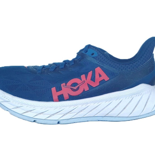 Hoka One One Carbon X 2 sports shoes used, blue and white