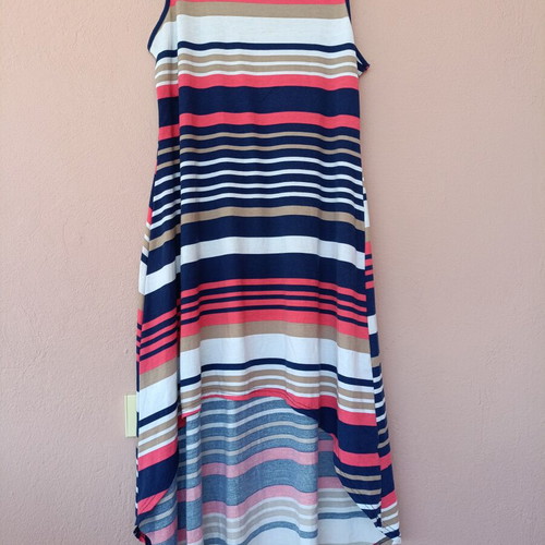 Love by CHESLEY plus size striped summer dress with asymmetric hem