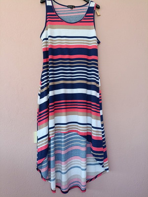 Love by CHESLEY plus size striped summer dress with asymmetric hem