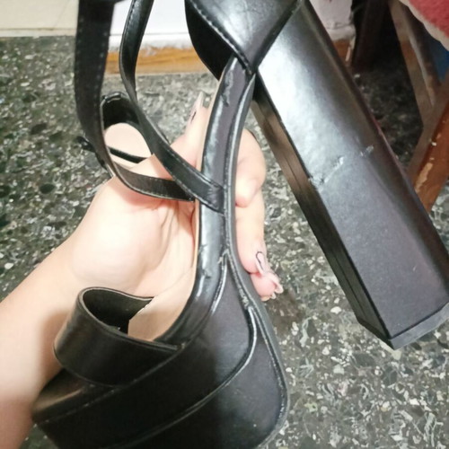 High heel platform sandals, black, size 39