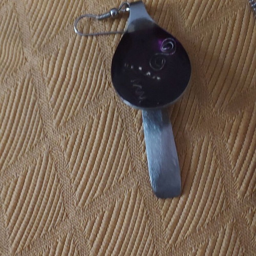 Handmade necklace and earrings set from steel with enamel new, purple