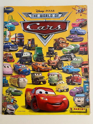 Cars Panini album used with 70 stuck stickers