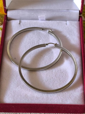 14K white gold hoop earrings, 3 mm, 5.5 cm, 5.7 g