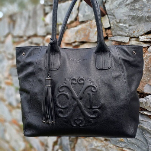 Christian Lacroix leather handbag used, black, large