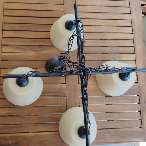 Set of 3 brass pendant ceiling lights like new