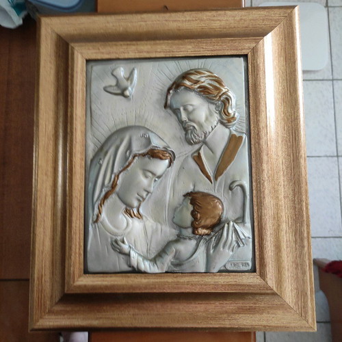 Silver-plated 925 image used with depiction of Virgin Mary and Christ