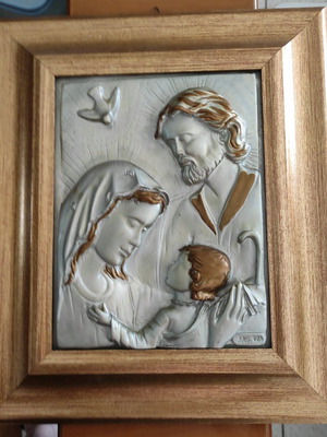 Silver-plated 925 image used with depiction of Virgin Mary and Christ